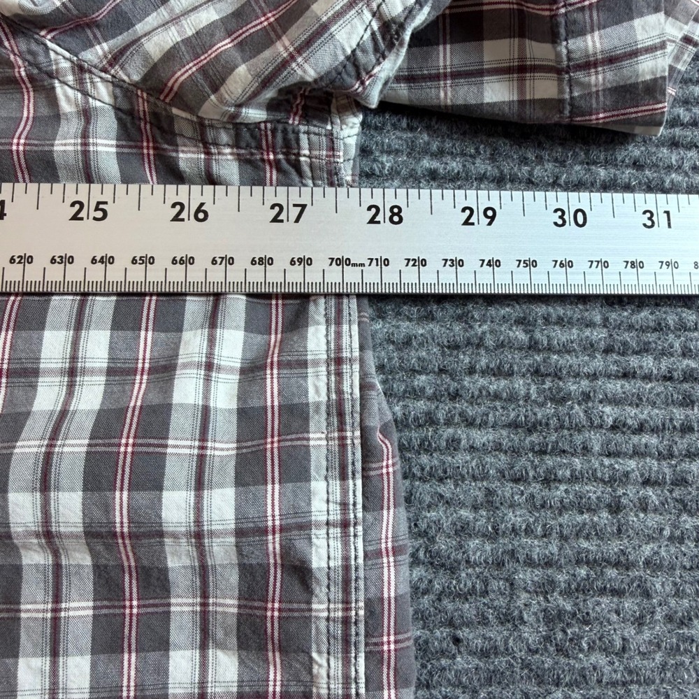 Carhartt Mens Relaxed Fit Plaid Short‎ Sleeve Button Down Shirt Grey Red 2XL - Picture 5 of 9